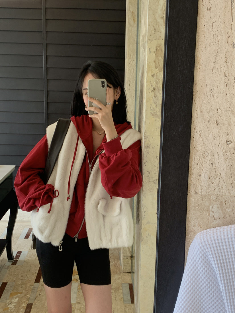 💕韓系chic水貂毛馬甲毛毛外套