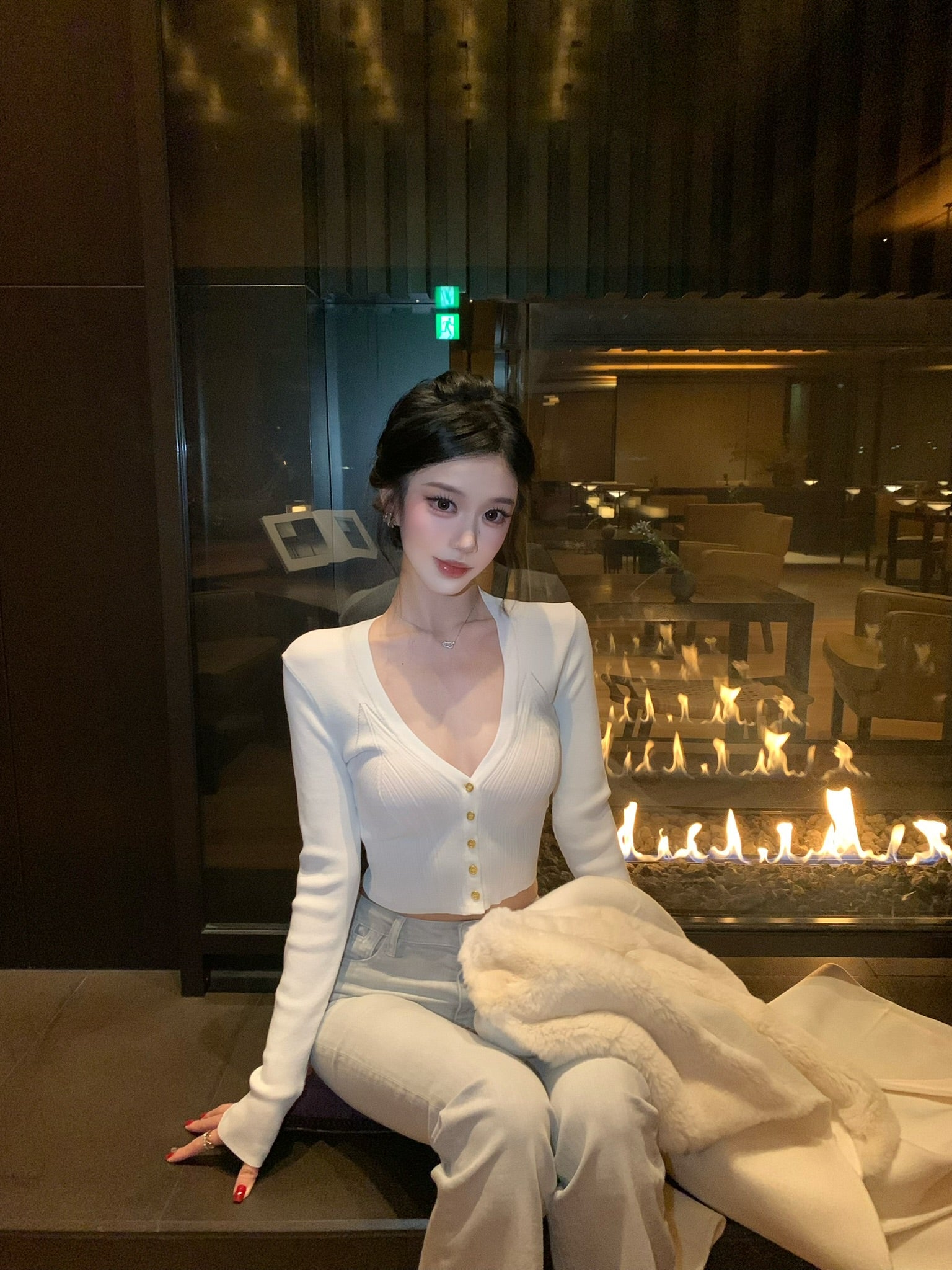💕復古灰藍微喇叭牛仔長褲