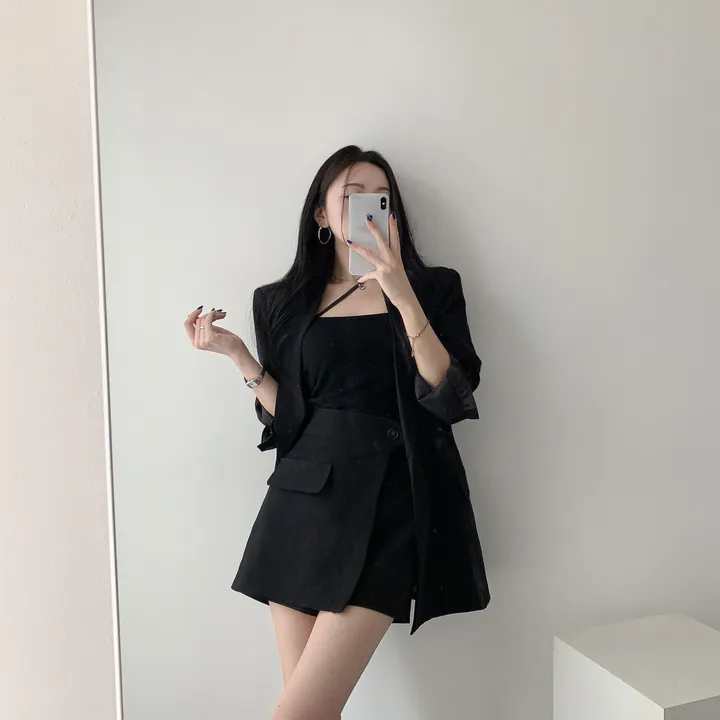 💕春秋韓版西裝短褲裙兩件套