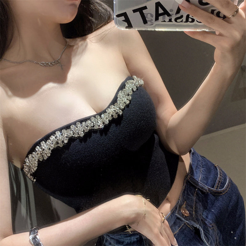 💕性感抹胸閃鑽短款內搭背心