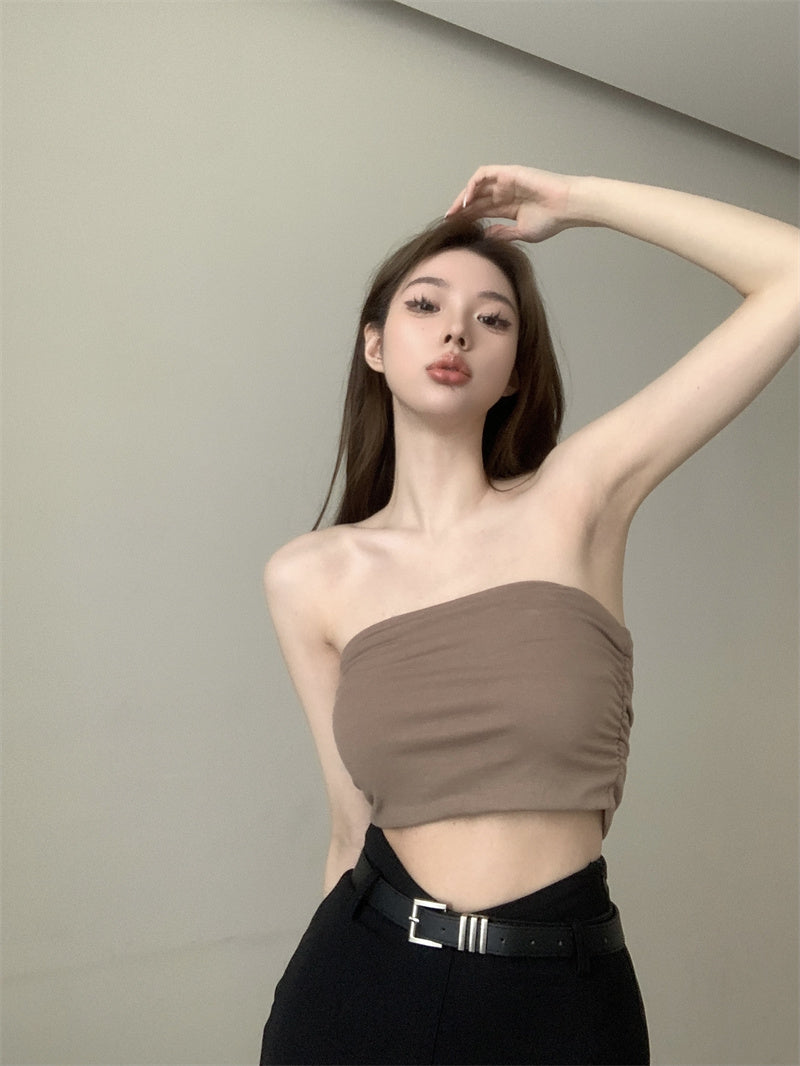 💕氣質百搭彈力修身短款抹胸背心單品