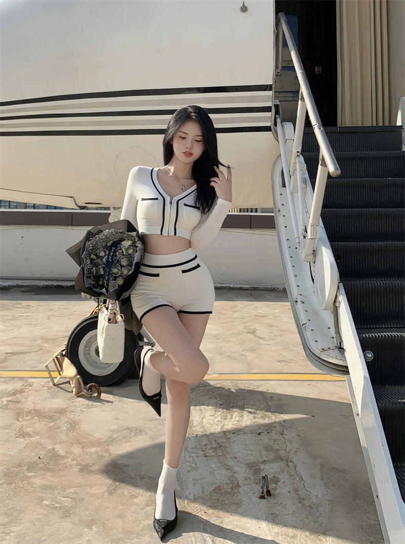 💕韓系小香風運動瑜珈長袖針織套裝