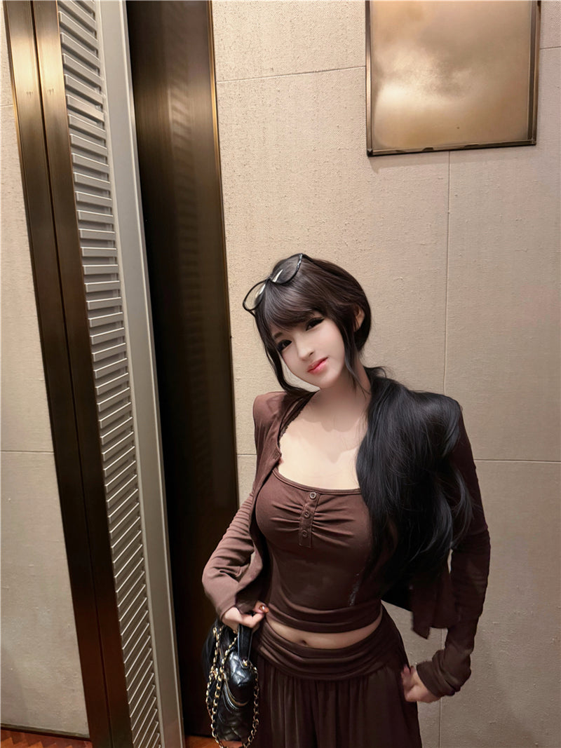 💕秋季復古性感蕾絲掛脖吊帶闊腿長褲套裝