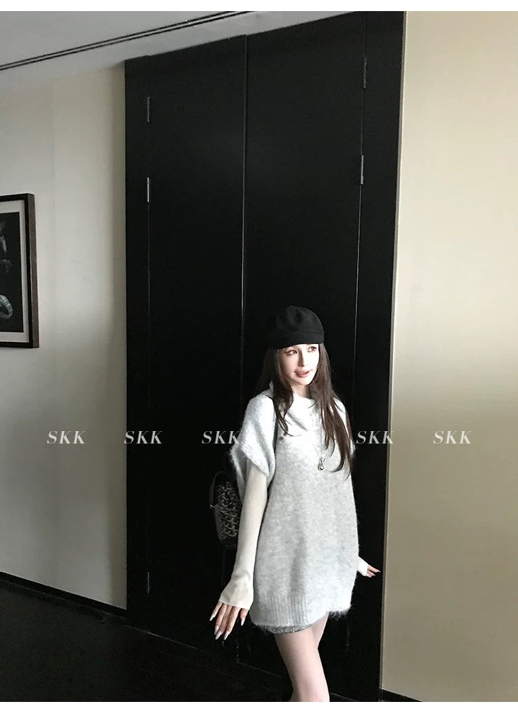 💕春季疊穿羊毛拉毛高領背心馬甲慵懶毛衫