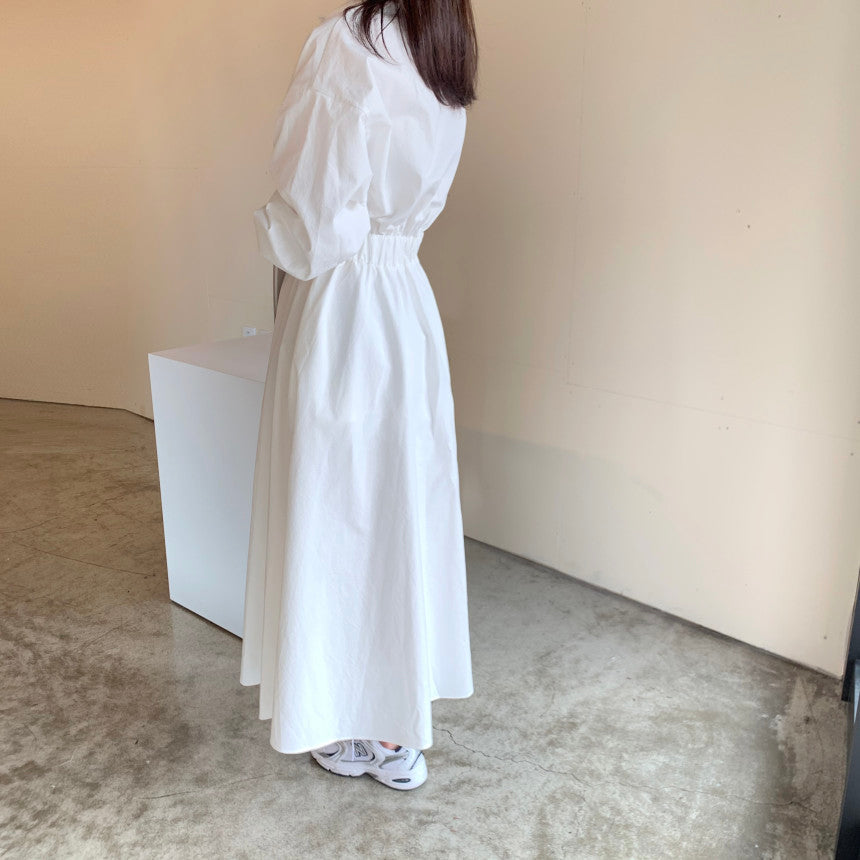 💕chic通勤簡約法式收腰顯瘦襯衫連身長裙