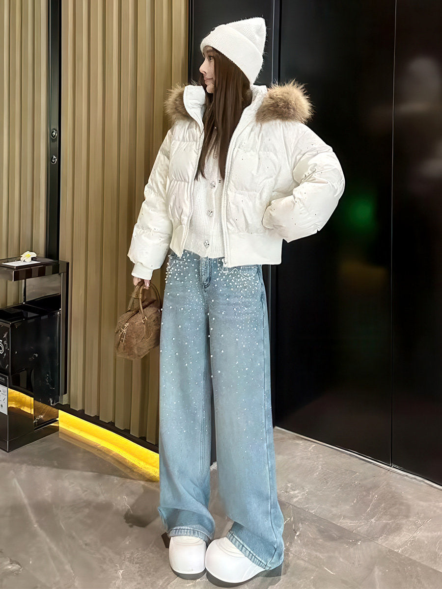 💕冬天滿天星燙鑽保暖羽絨外套
