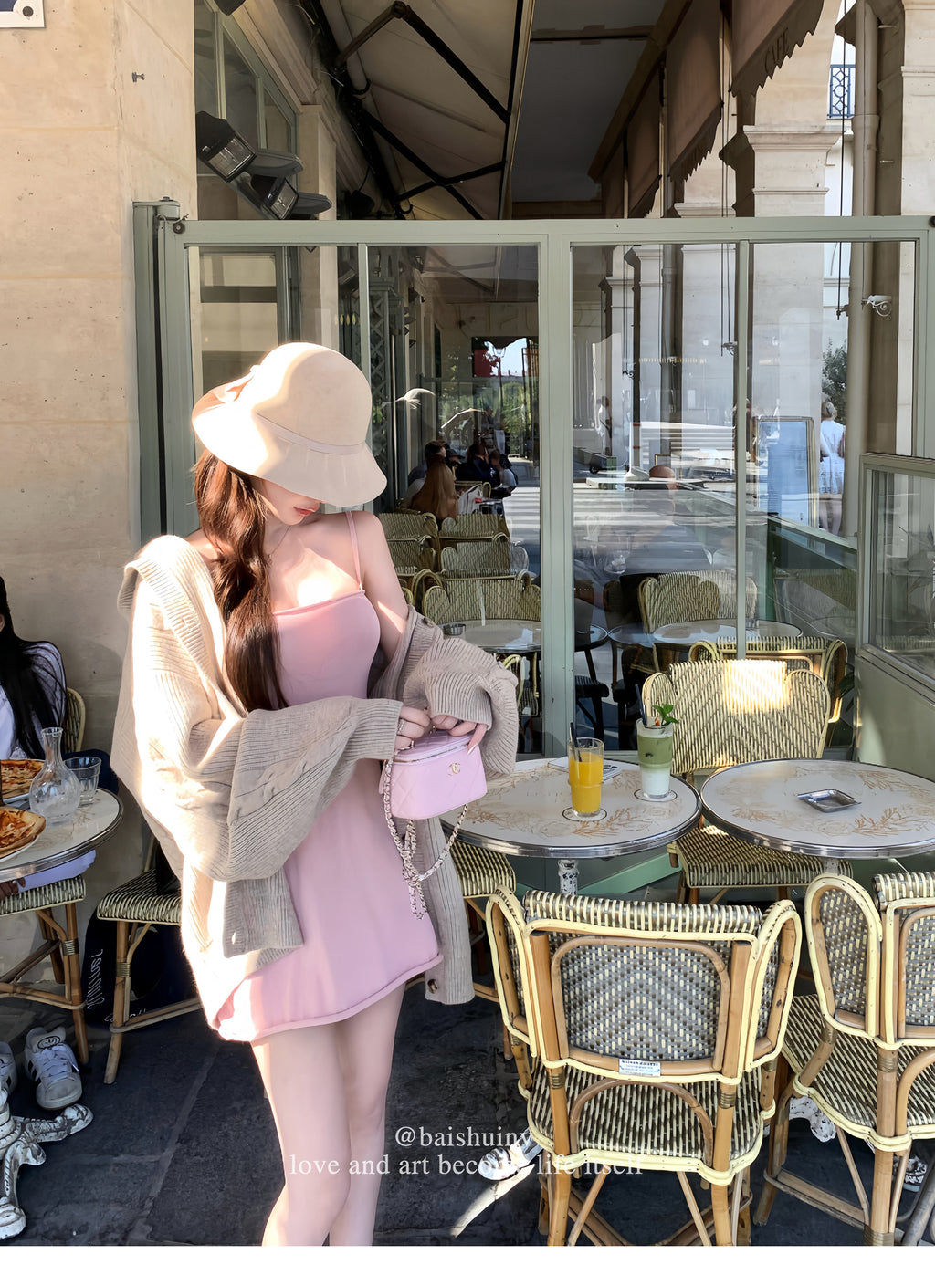 💕chic韓系溫柔慵懶連帽針織開衫吊帶裙兩件套