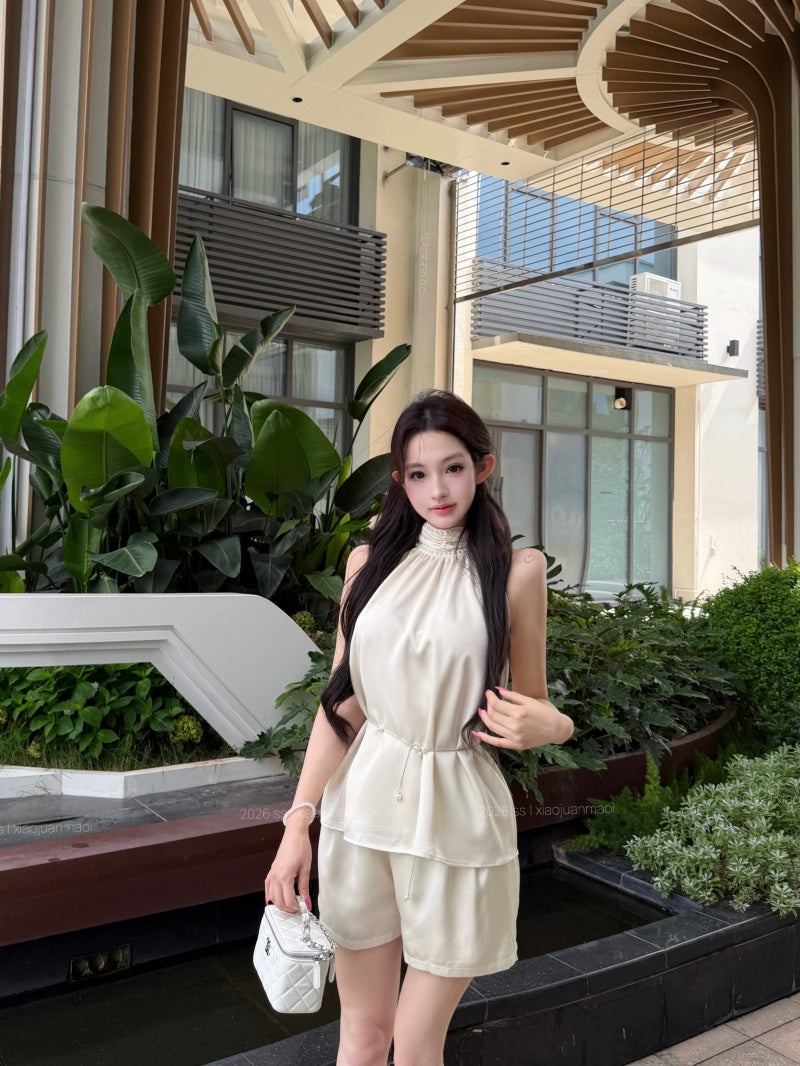 💕精緻千金感珍珠緞面套裝