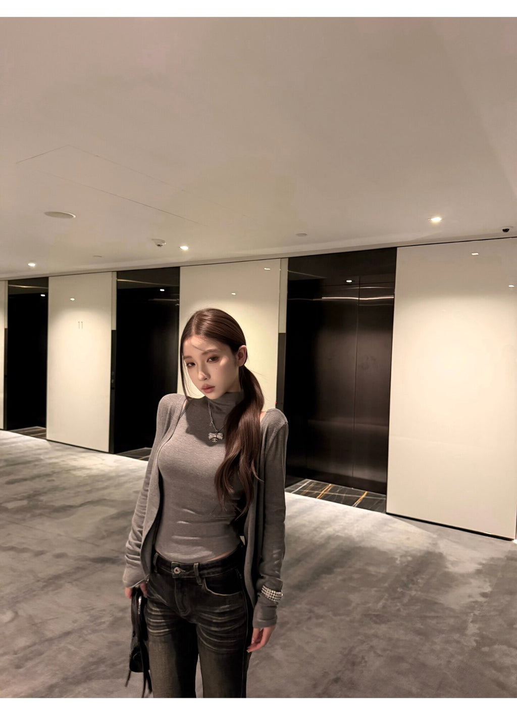 💕溫柔奶氣無袖半高領針織背心+開衫兩件套