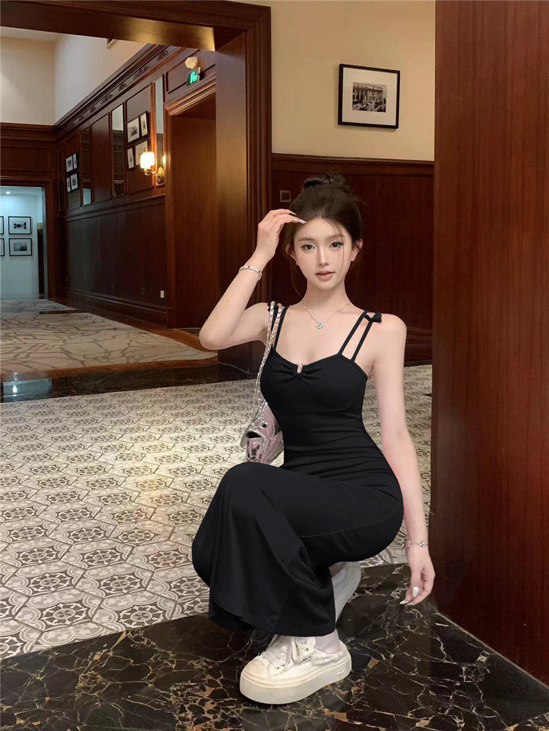 💕優雅簡約日常顯瘦修身吊帶長裙