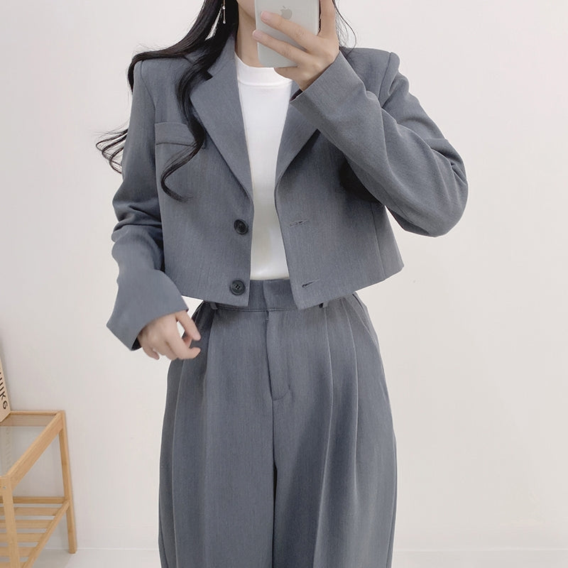 💕chic秋季寬鬆休閒西裝長褲兩件套
