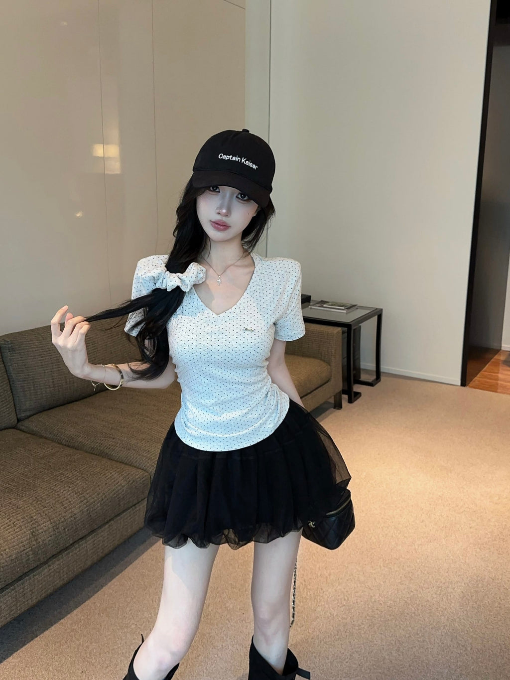 💕氣質星星點點V領短袖上衣