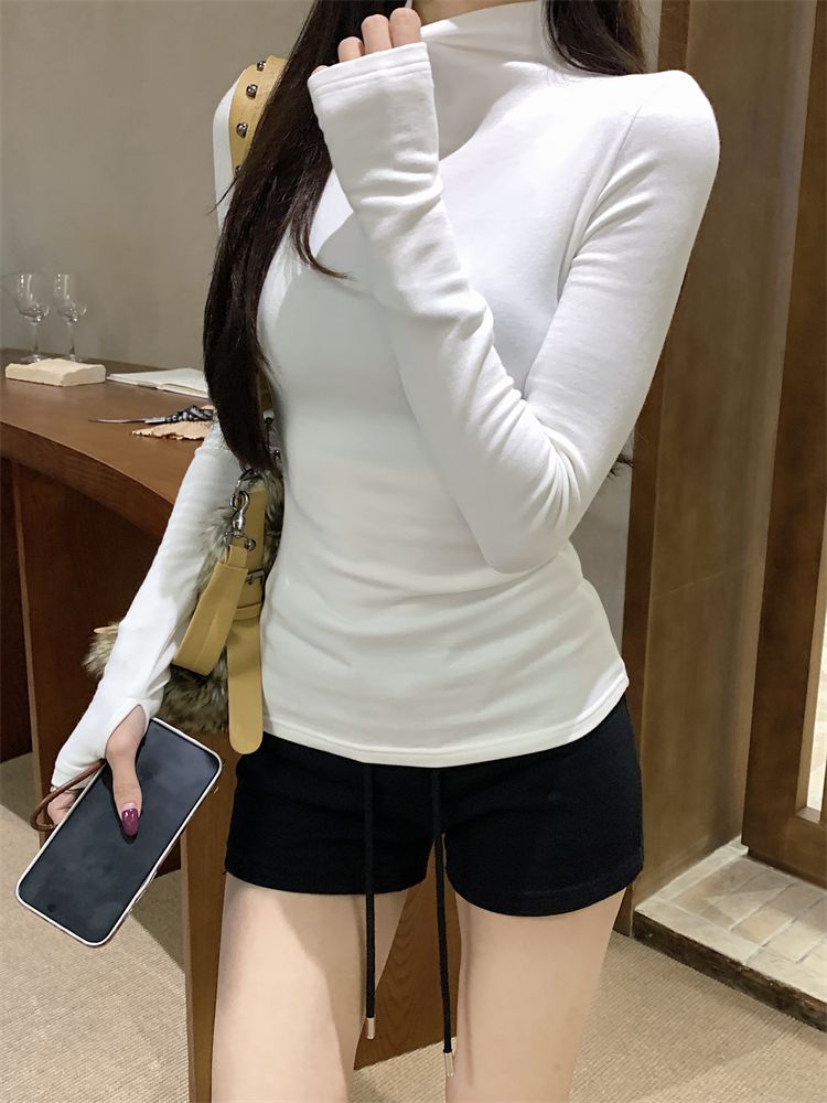 💕簡約百搭高領加絨長袖打底上衣