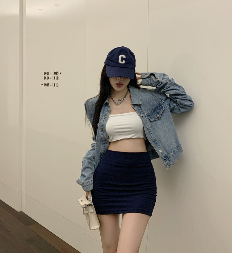 💕百搭必備顯瘦彈力氣質包臀短裙