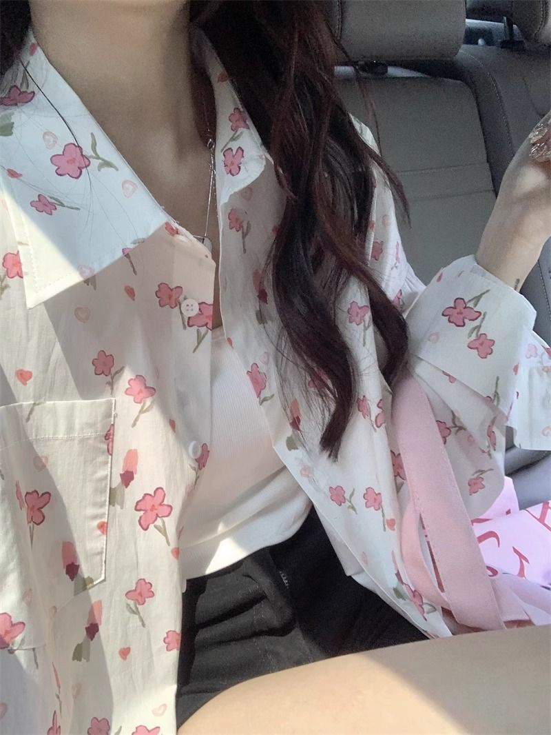 💕甜美薄款小花朵防曬襯衫外搭