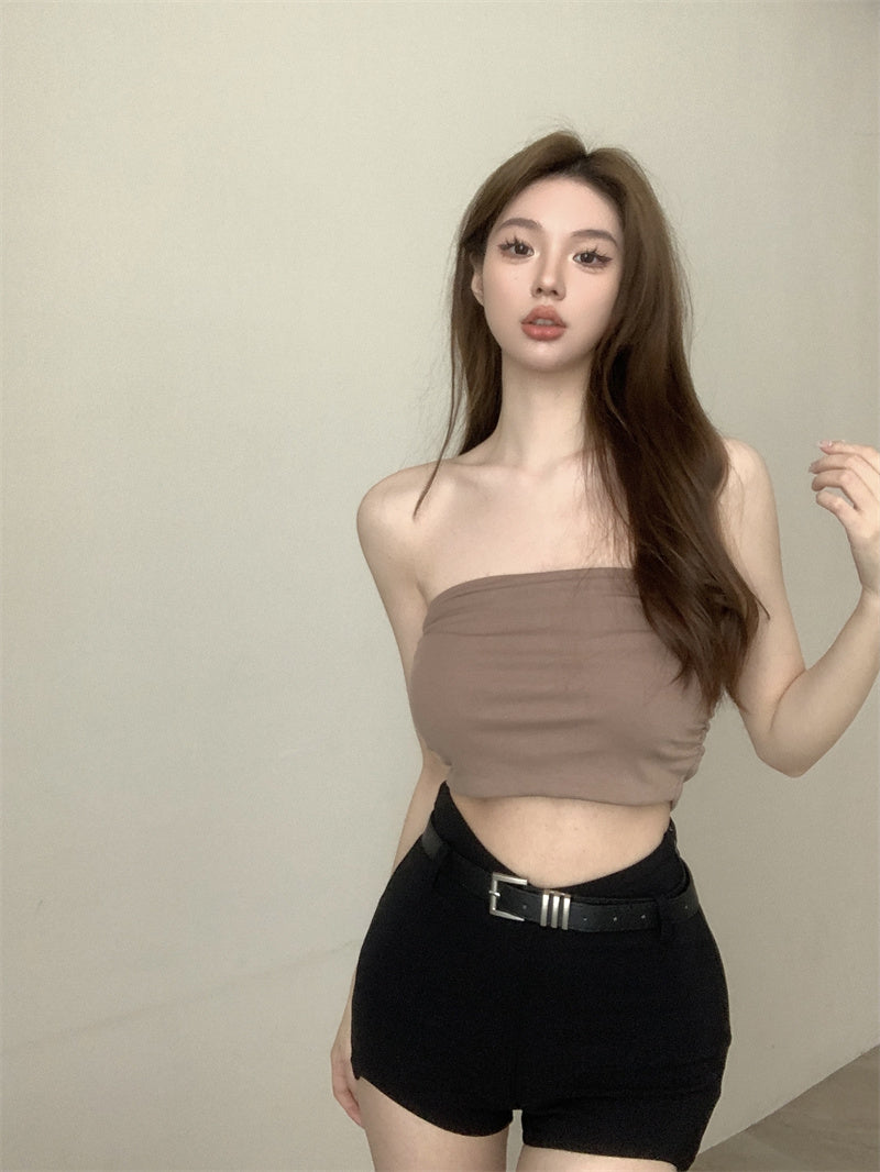 💕氣質百搭彈力修身短款抹胸背心單品