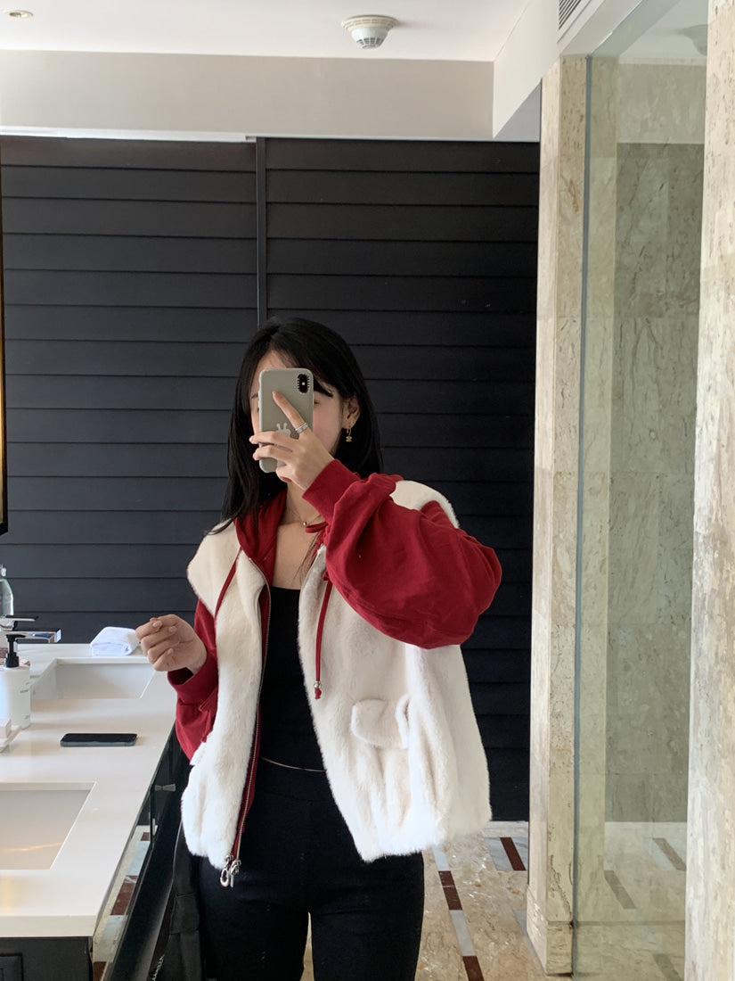 💕韓系chic水貂毛馬甲毛毛外套