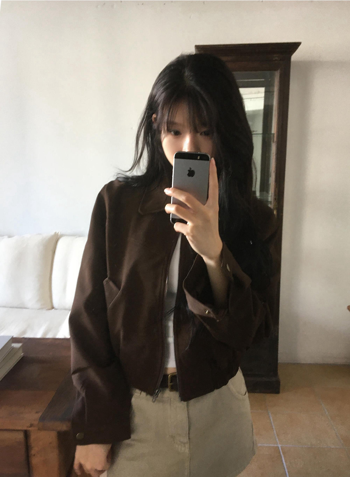 💕韓系東大門美拉德仿鹿皮絨短版夾克