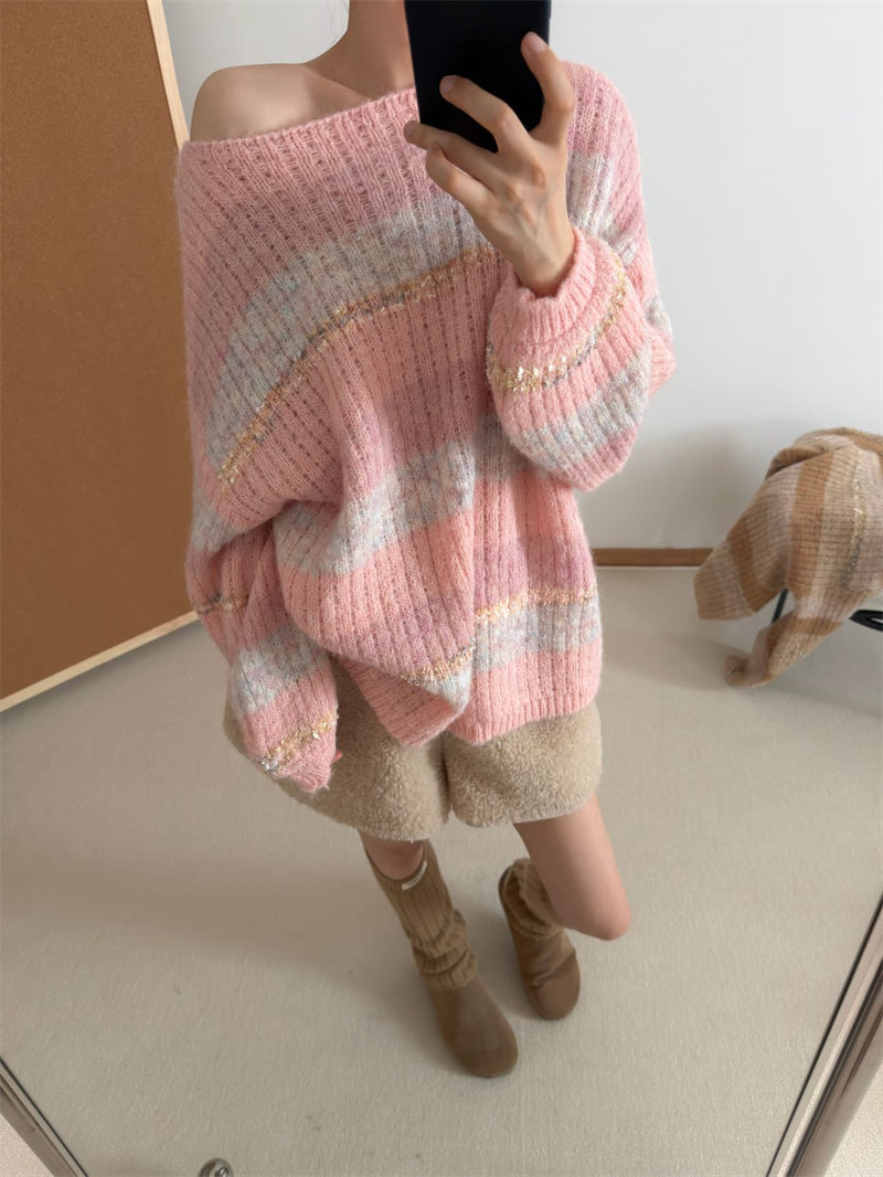 💕高級感溫柔韓系混色羊毛針織衫