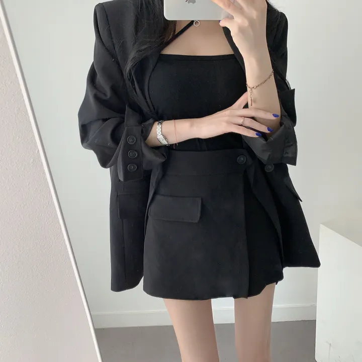💕春秋韓版西裝短褲裙兩件套