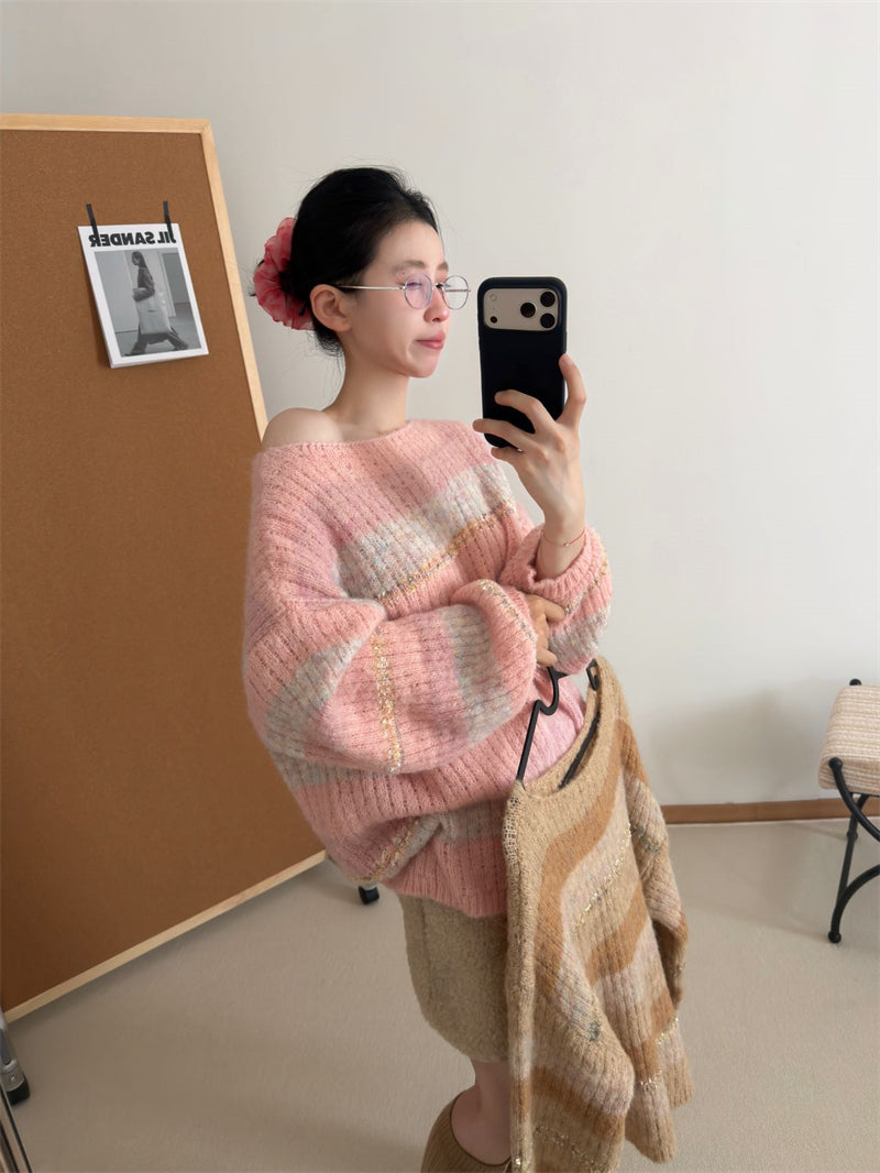 💕高級感溫柔韓系混色羊毛針織衫