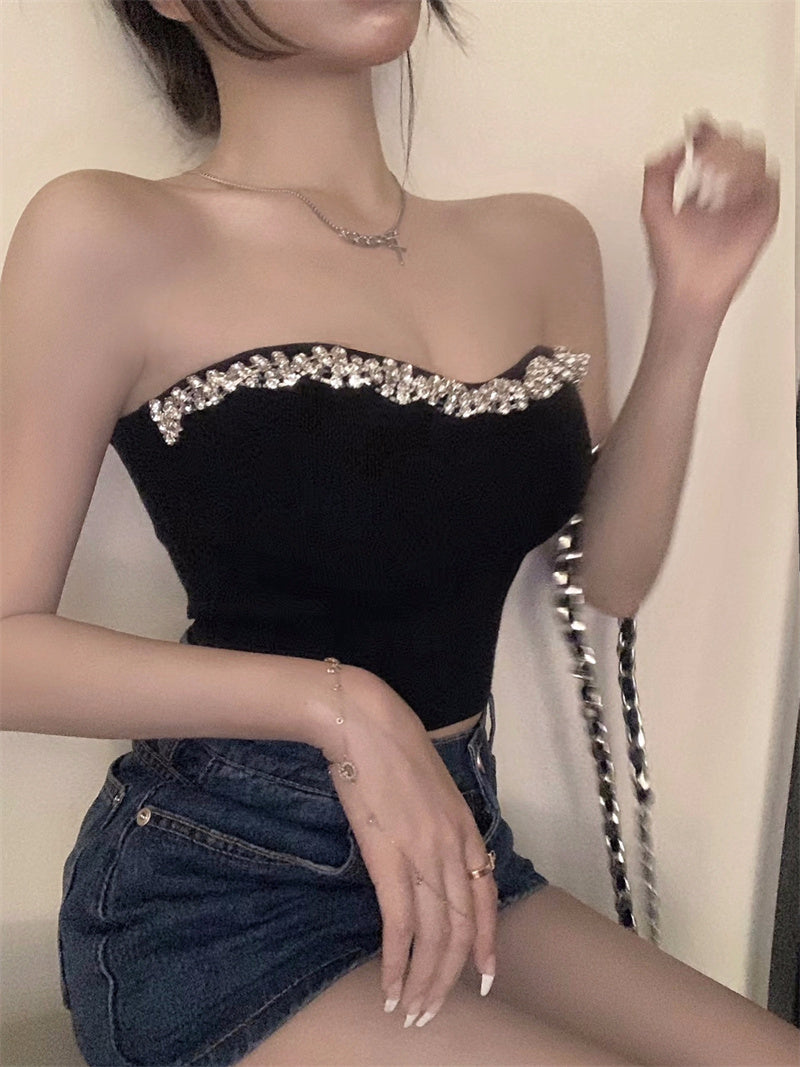 💕性感抹胸閃鑽短款內搭背心