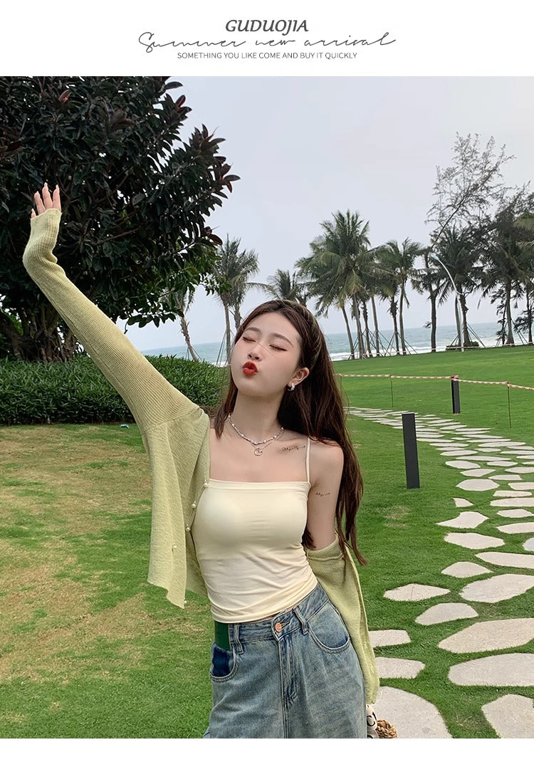 💕夏季必備薄款披肩冰絲薄紗防曬外套