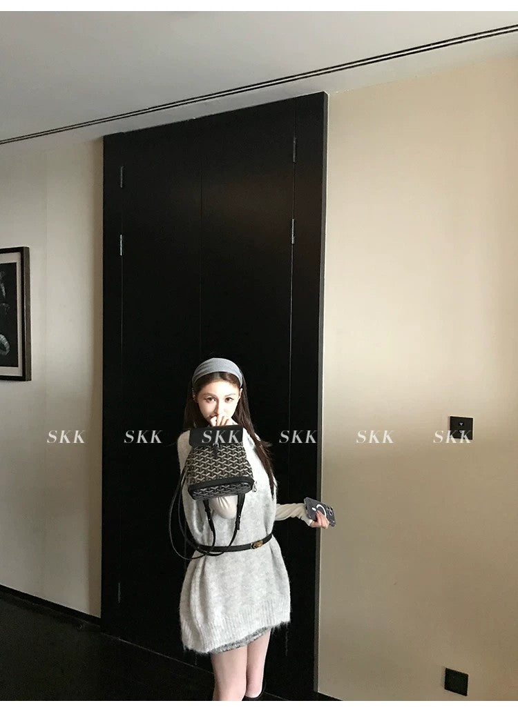💕春季疊穿羊毛拉毛高領背心馬甲慵懶毛衫