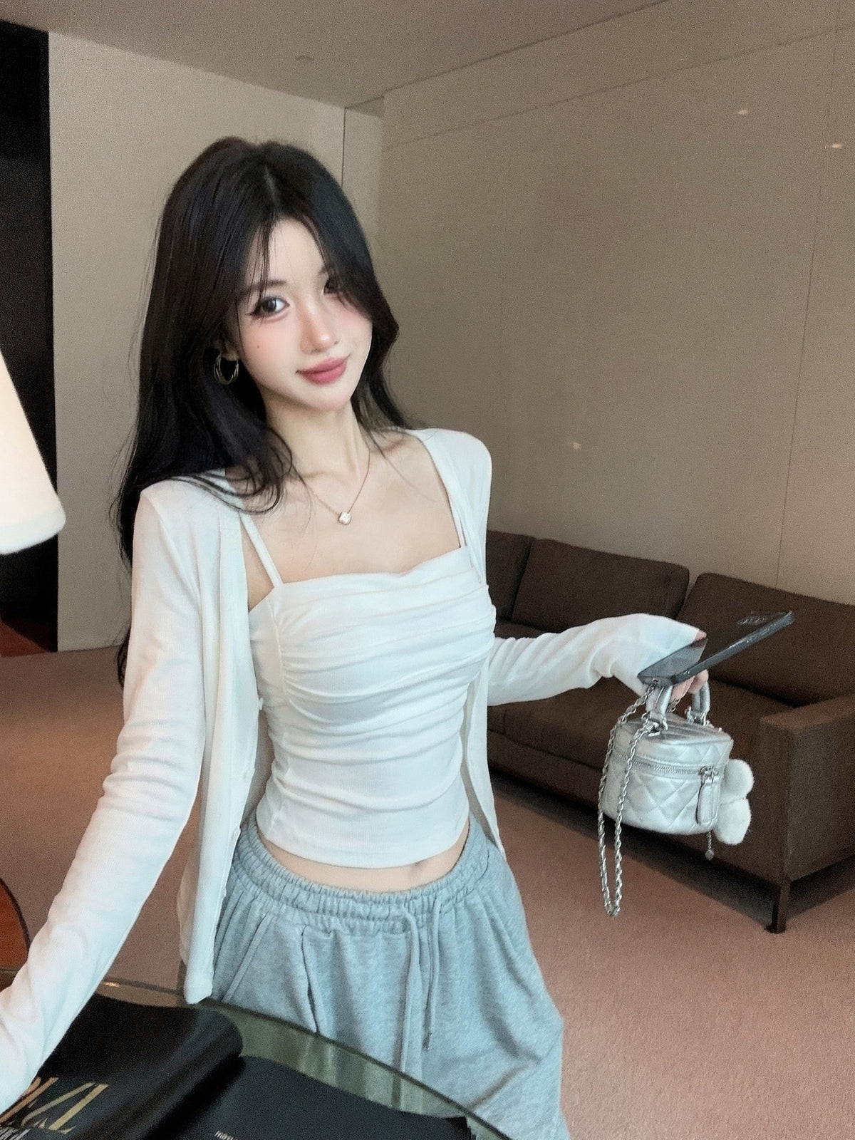 💕氣質慵懶休閒褶皺兩件式套裝