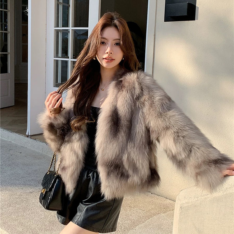 💕冬季淡奶可可暈染富貴毛毛外套