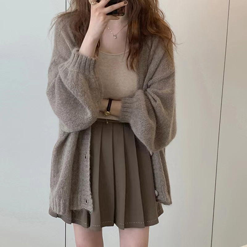💕中長款燈籠袖慵懶罩衫