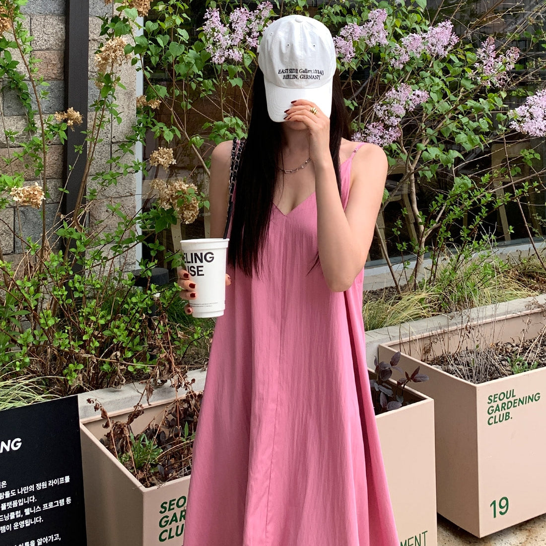 💕韓系氣質V領慵懶露背休閒度假長裙
