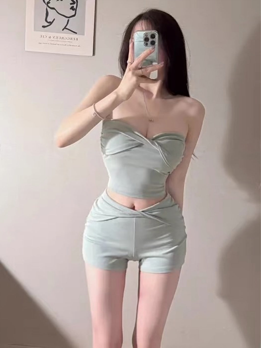 💕純御性感抹胸&直筒貼身短褲兩件套