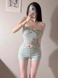 💕純御性感抹胸&直筒貼身短褲兩件套