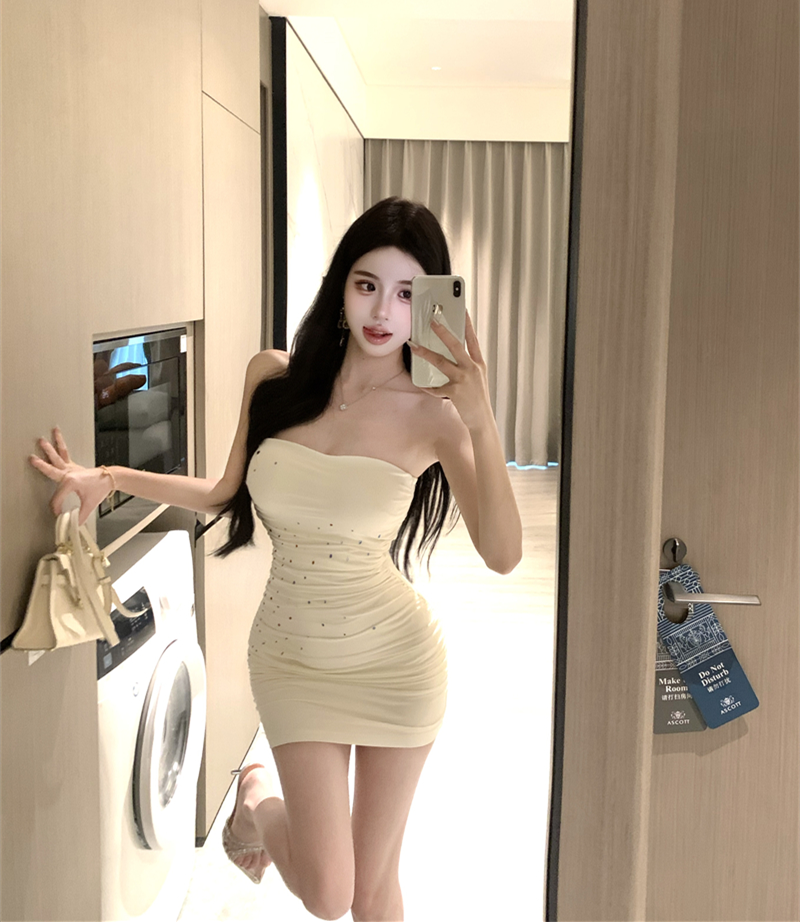 💕夏季性感網紗絕美抹胸包臀短裙