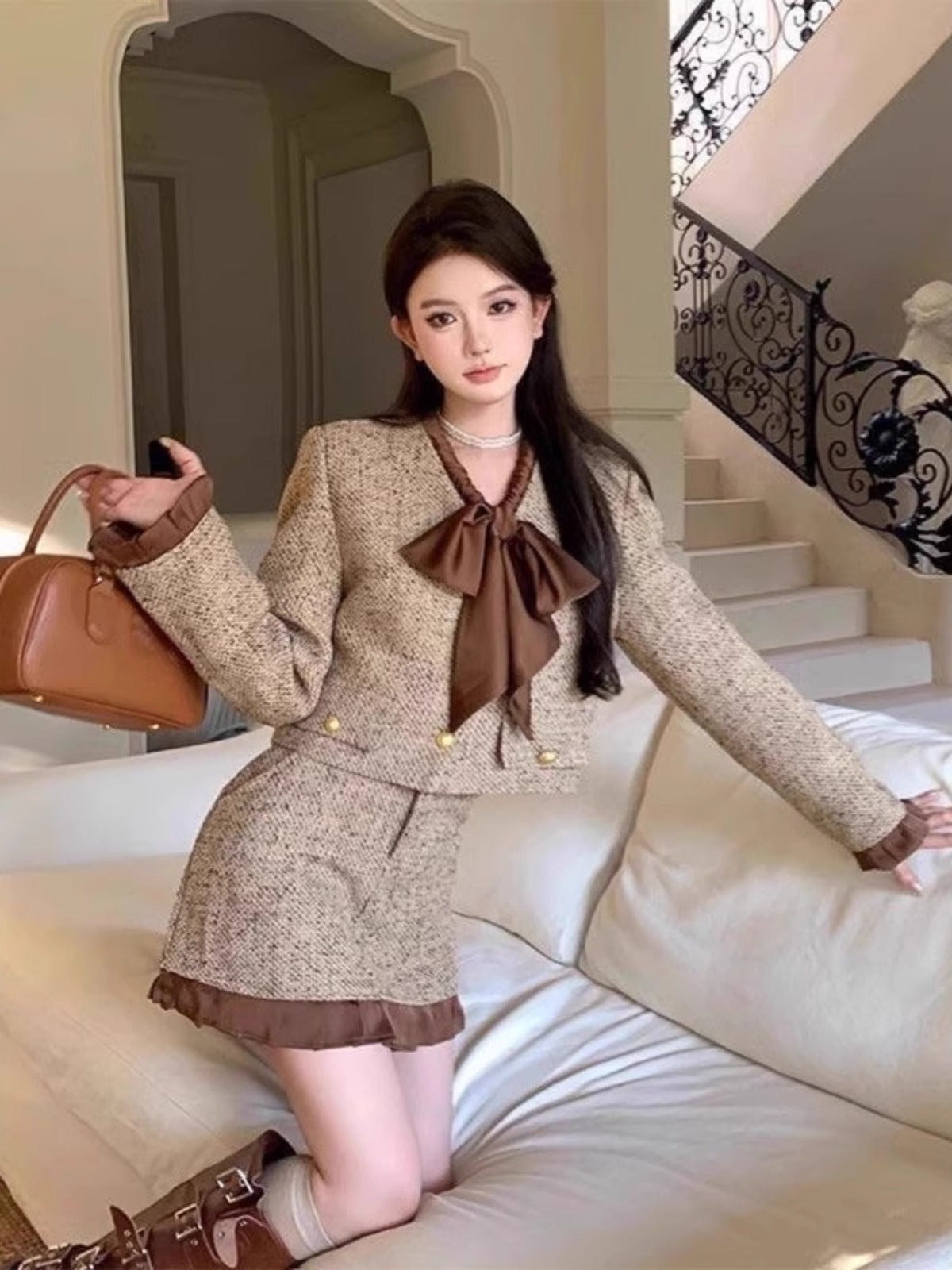 💕秋冬富家千金小香風輕熟套裝