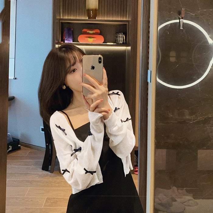 💕春夏可愛甜美蝴蝶結防曬襯衫