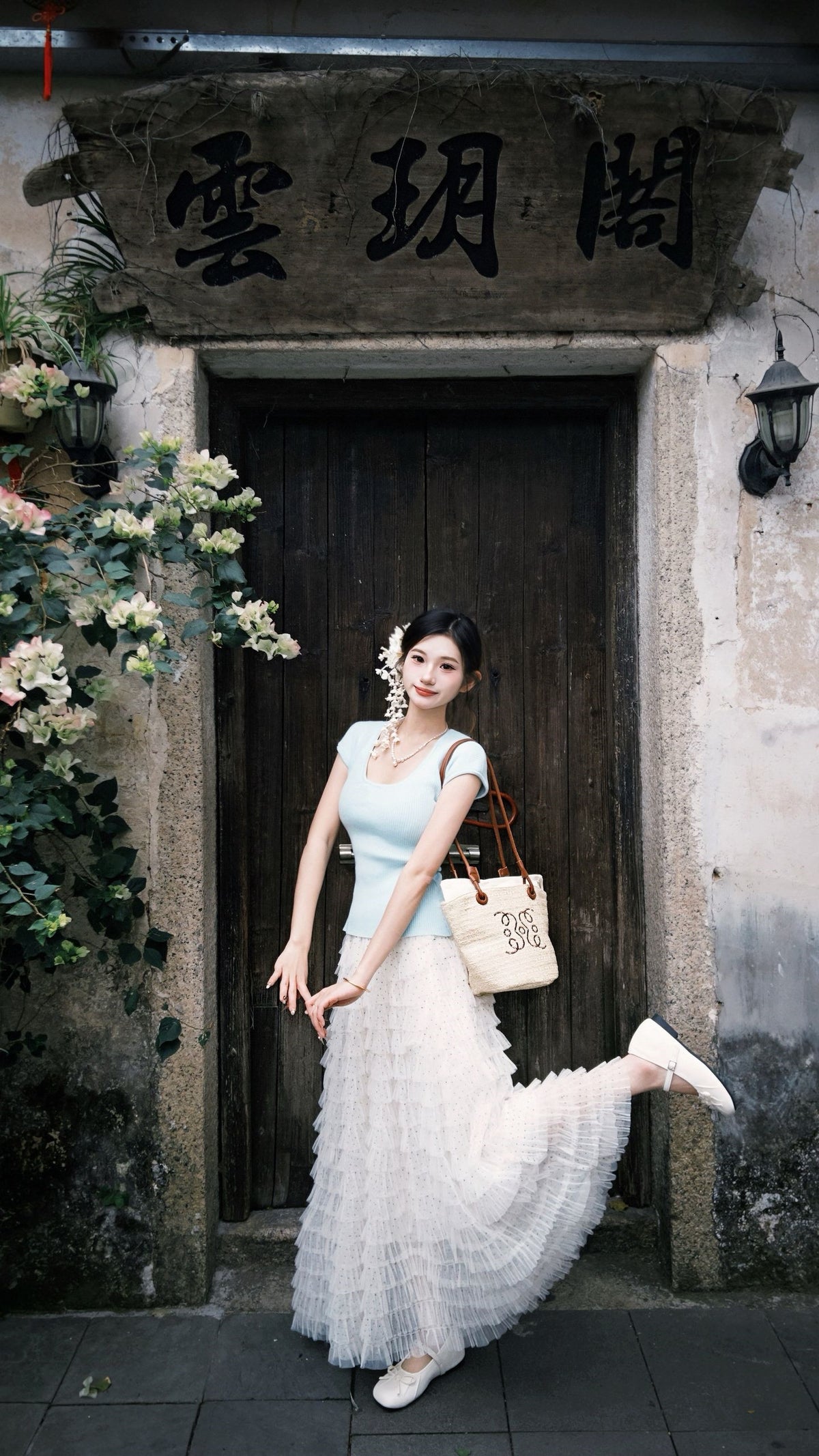 💕春季絕美點點絕美半身裙小個子套裝