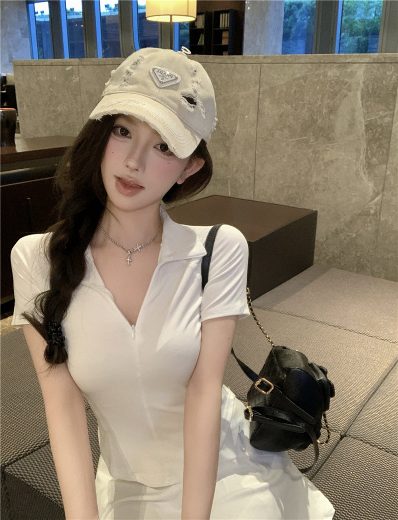 💕簡約百搭休閒polo衫純欲運動兩件套
