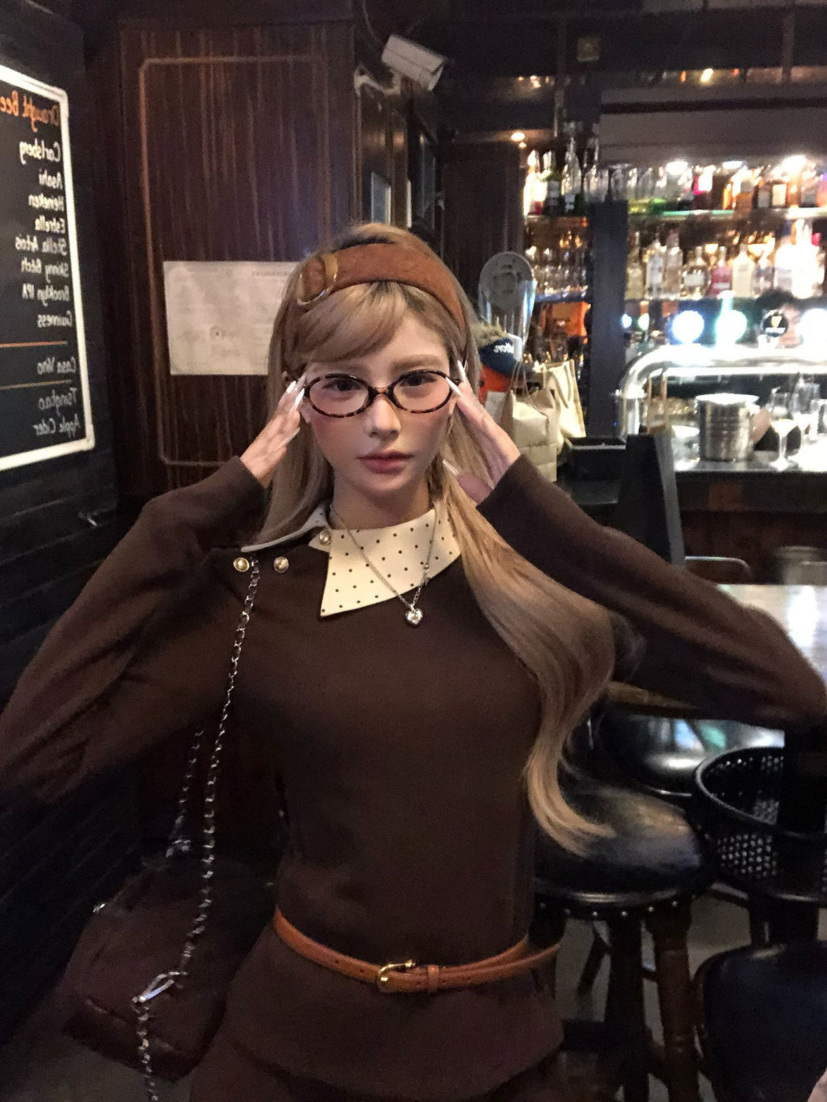 💕韓系千金咖色低調絕美兩件套
