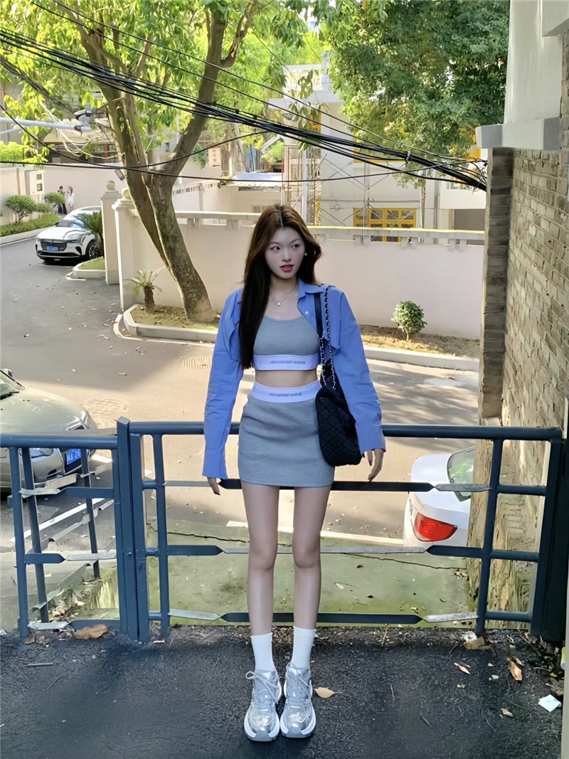 💕溫柔白開水茶系運動背心顯瘦三件套