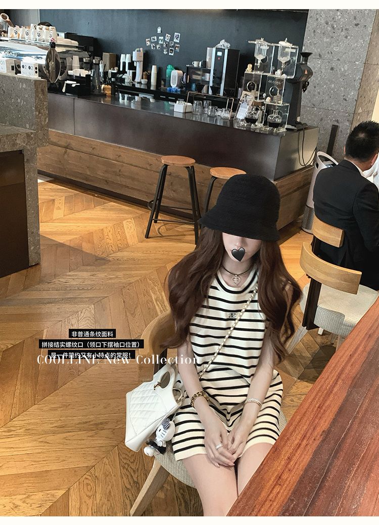 💕夏季通勤百搭懶人條紋裙