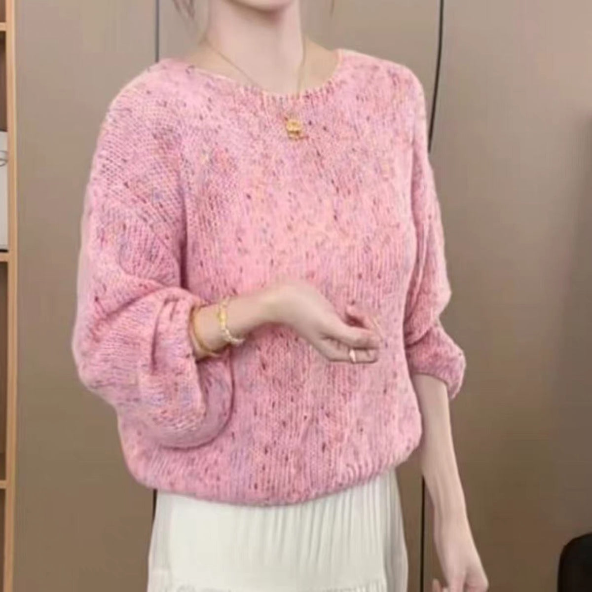 💕甜美重工採紗圓領混色針織衫