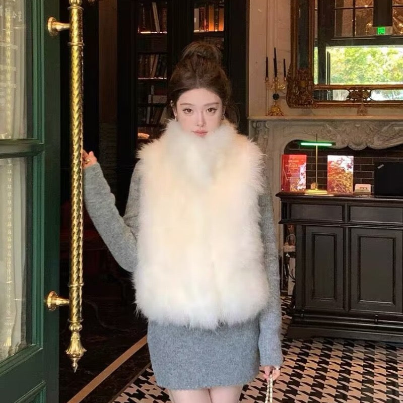 💕韓系女主高級感毛茸茸馬甲背心上衣