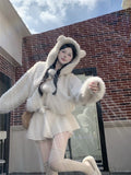 💕超可愛軟糯毛絨絨小熊保暖外套+半裙套裝
