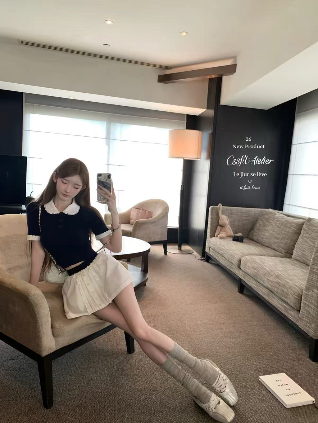 💕miu系冰麻雙層娃娃領針織衫