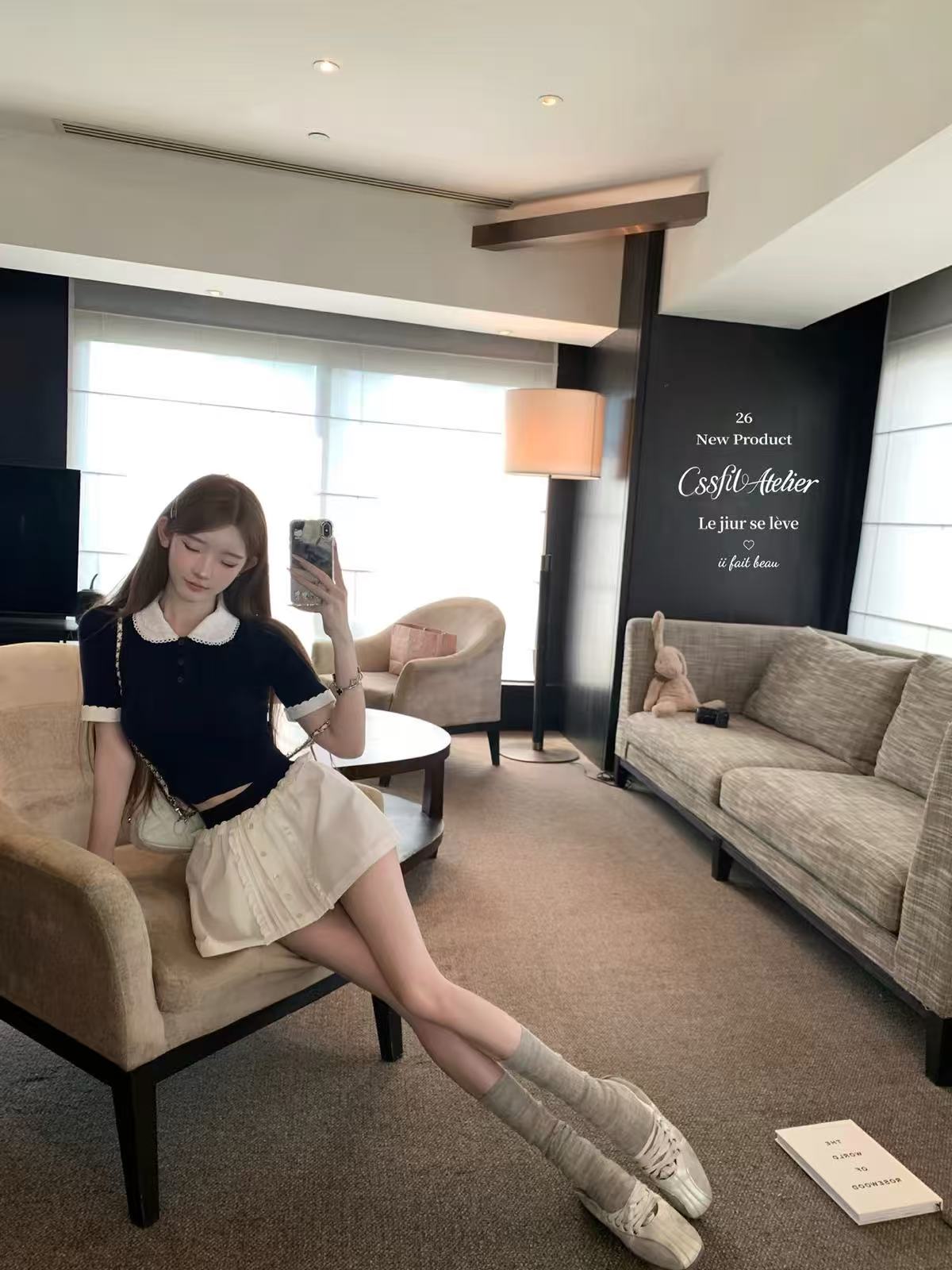 💕miu系冰麻雙層娃娃領針織衫