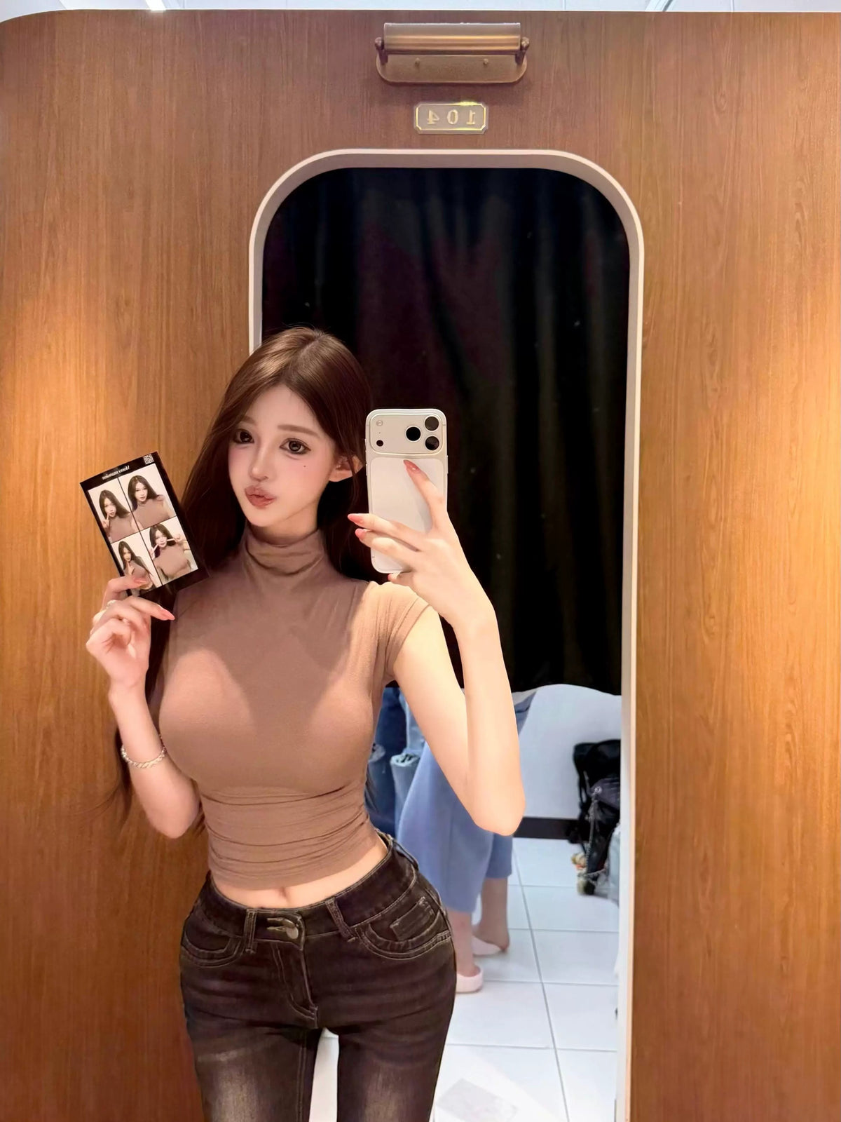 💕韓系絕美顯胸半高領小飛袖打底上衣