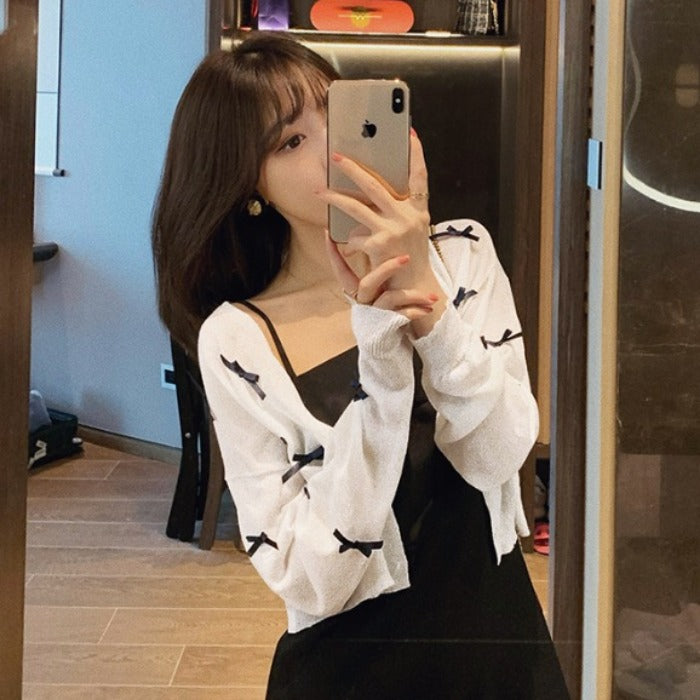 💕春夏可愛甜美蝴蝶結防曬襯衫