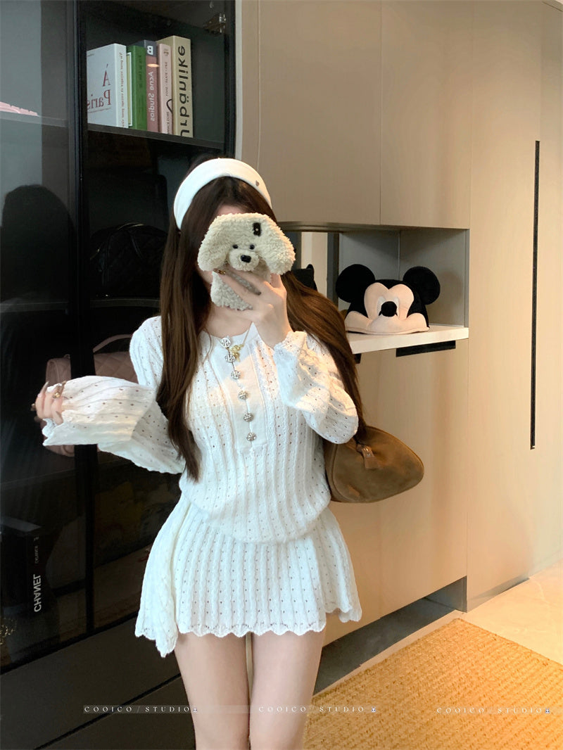 💕氣質優雅法式小香風針織套裝